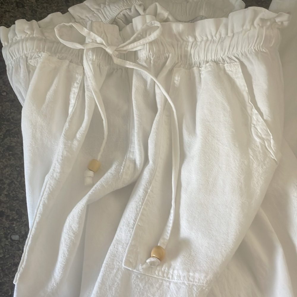 Women’s White Drawstring Pants - Picture 2 of 3